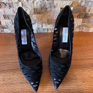 Jimmy Choo Black Suede High Heel Shoes with bag